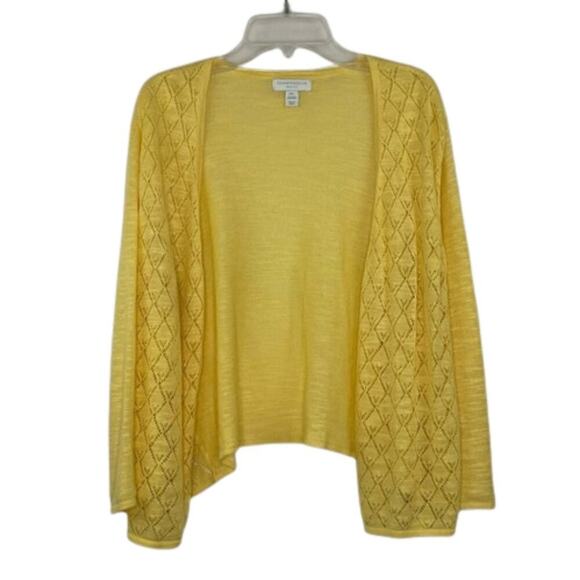 Charter Club yellow knit open cardigan women's Large Petite - Picture 1 of 5
